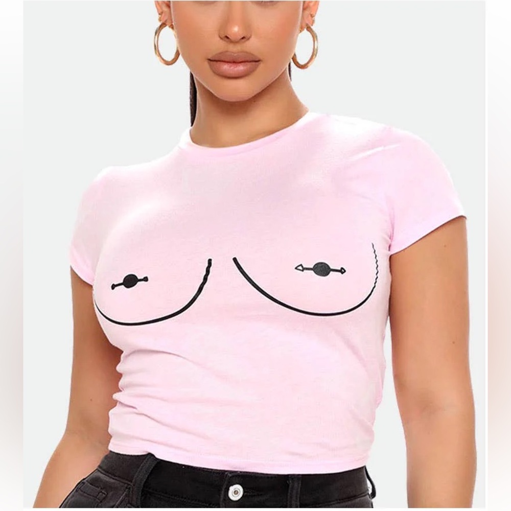 *BRAND NEW 🆕/ UNUSED* Women’s Pierced Nipple Pink Graphic Tee